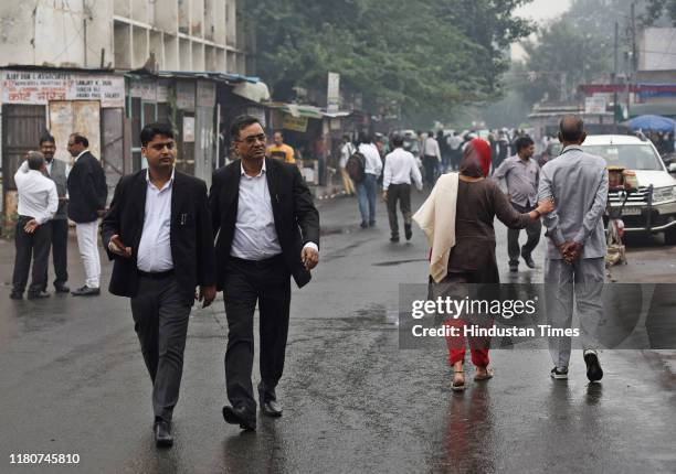 Lawyers and litigants seen at the Tis Hazari court premises on November 7, 2019 in New Delhi, India.