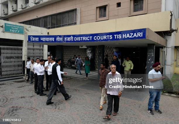 Lawyers and litigants seen at the Tis Hazari court premises on November 7, 2019 in New Delhi, India.