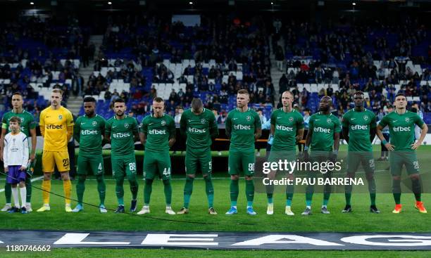 Ludogorets Razgrad´s team players Ludogorets Razgrad's Bulgarian midfielder Marcelinho, Ludogorets Razgrad's Bulgarian goalkeeper Plamen Iliev,...