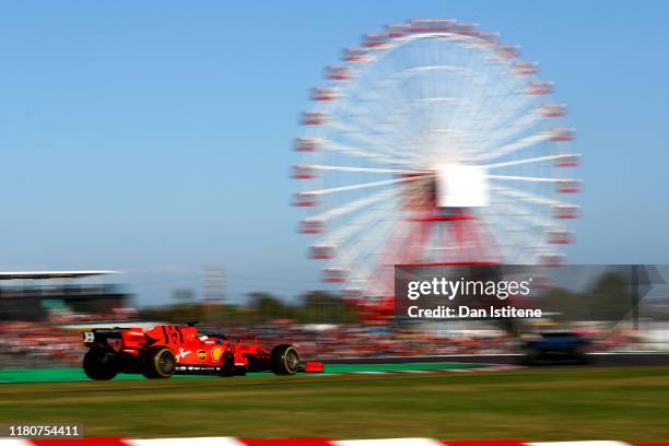 Sebastian Vettel of Germany driving the Scuderia Ferrari SF90 during the F1 Grand Prix of Japan at Suzuka Circuit on October 13, 2019 in Suzuka,...