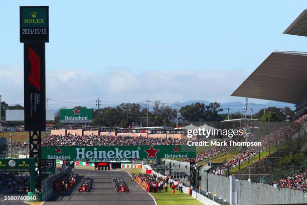 General view of the starting grid during the F1 Grand Prix of Japan at Suzuka Circuit on October 13, 2019 in Suzuka, Japan.