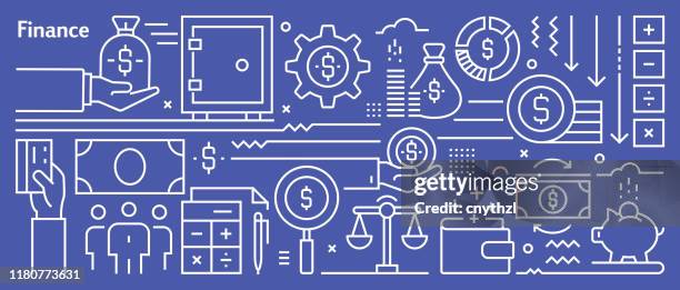 vector finance related banner design in trendy linear style. line art style abstract pattern for web page, banner, presentation - dollar pattern stock illustrations
