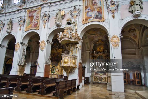 st. emmeram church in regensburg, germany - pulpit stock pictures, royalty-free photos & images