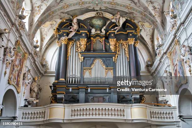 st. emmeram church in regensburg, germany - church organ stock pictures, royalty-free photos & images