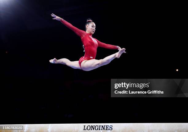 Kara Eaker of The United States competes in Women's Balance beam Final during day 10 of the 49th FIG Artistic Gymnastics World Championships at...