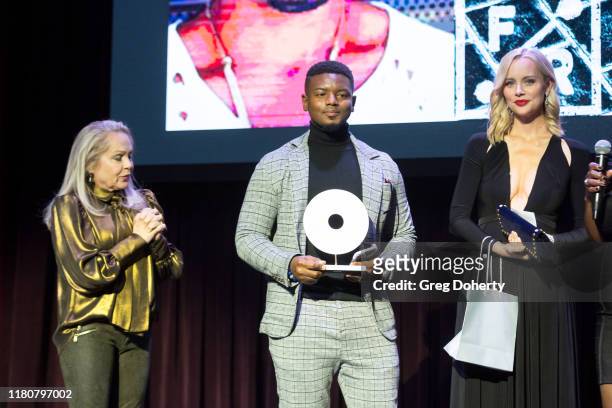 Actress Charlene TIlton, J. Mallory McCree and Actress Helena Mattsson on stage at the Charmaine Blake Presents The Faber Ryan Youth Foundation Gala...