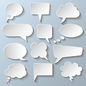 Set different white empty speech bubble, chat sign - stock vector