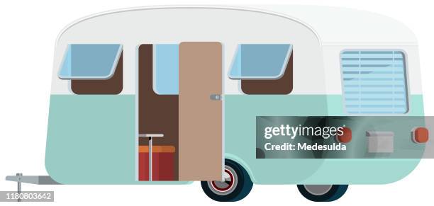 caravan vector - campingwagen stock-grafiken, -clipart, -cartoons und -symbole