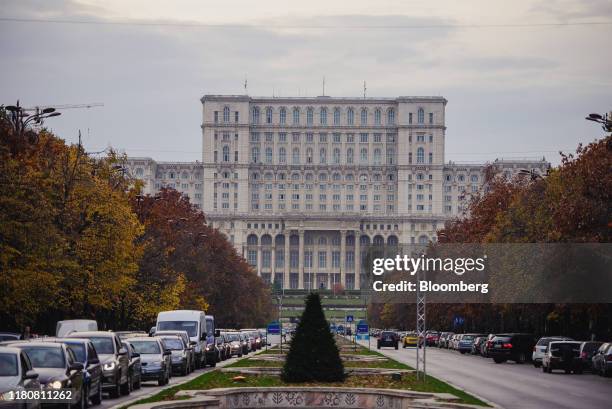 The Palace of the Parliament building stands on the end of Unirii Boulevard in Bucharest, Romania, on Thursday, Nov. 7, 2019. The Romanian...