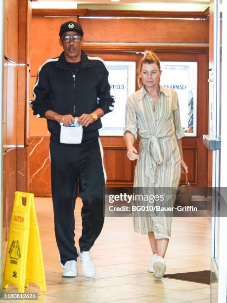 Chris Ivery and Ellen Pompeo are seen on November 07, 2019 in Los Angeles, California.