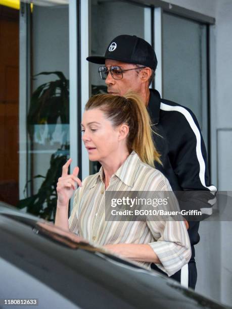 Chris Ivery and Ellen Pompeo are seen on November 07, 2019 in Los Angeles, California.