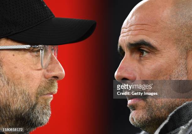 Josep Guardiola, Manager of Manchester City looks on prior to the UEFA Champions League Quarter Final first leg match between Tottenham Hotspur and...