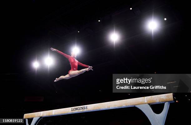 Kara Eaker of USA competes on Balance Beam during the Apparatus Finals on Day 10 of the FIG Artistic Gymnastics World Championships at Hanns Martin...