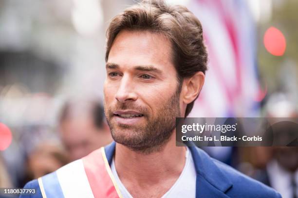 Actor and model Sebastián Rulli just before he cuts the ribbon at the start of the 55th Hispanic Day Parade. The parade walked down 5th Avenue in the...