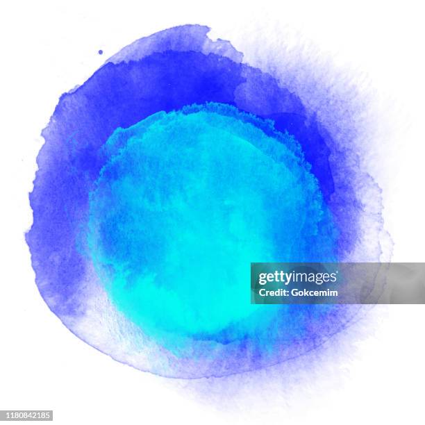 navy blue and turquoise blue watercolor circle splashes set isolated on white background. border of hues of navy blue paint splashing droplets. watercolor strokes design element. navy blue colored hand painted abstract texture. - turquoise stone texture stock illustrations
