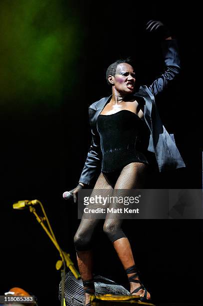 Grace Jones performs on day three of Wireless Festival at Hyde Park on July 3, 2011 in London, England.