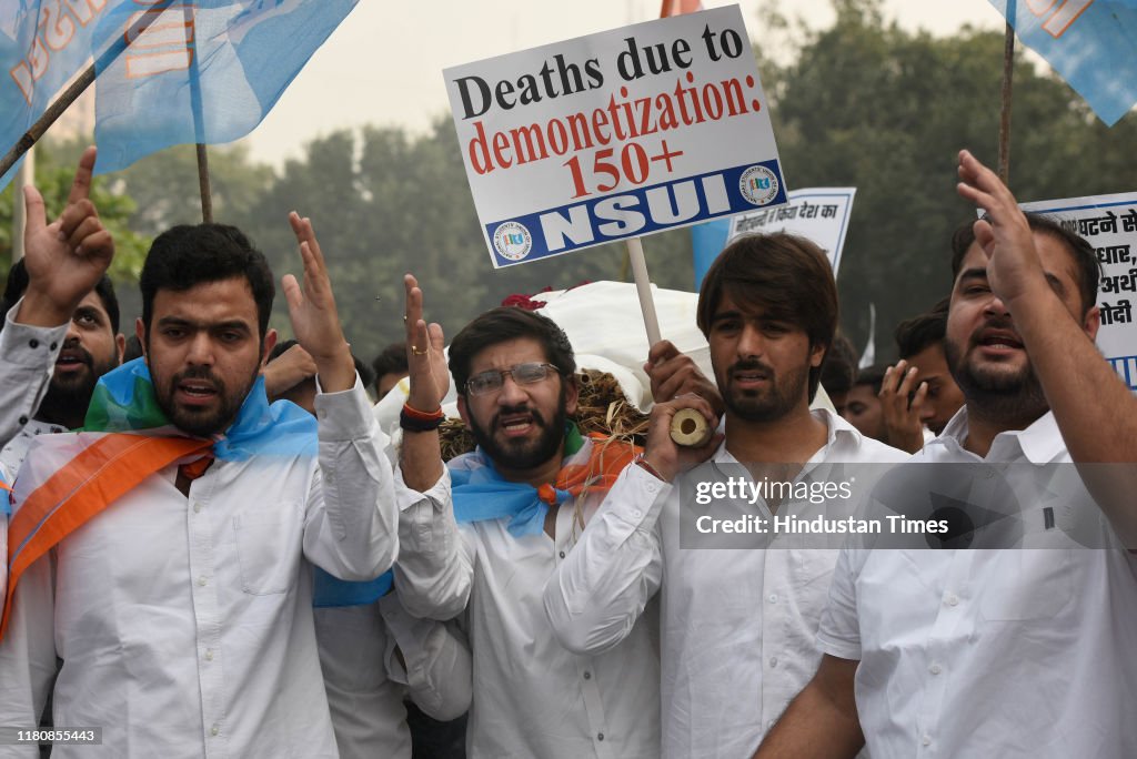 NSUI Members Protest Against Prime Minister Narendra Modi And Bharatiya Janata Party