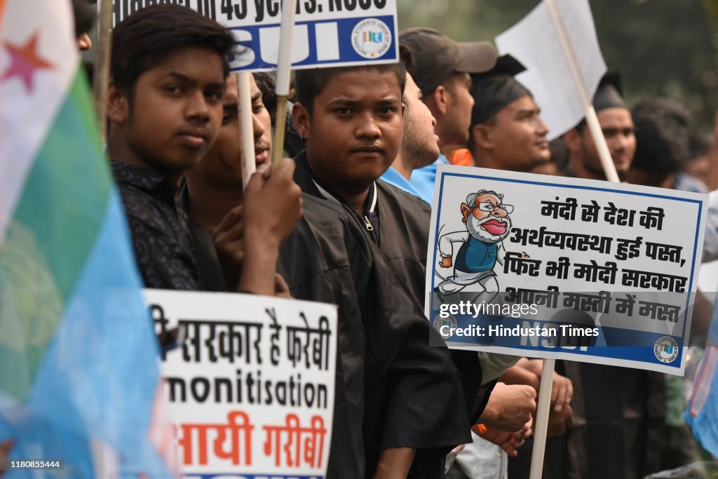 NSUI Members Protest Against Prime Minister Narendra Modi And Bharatiya Janata Party