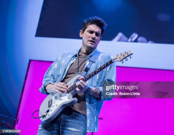 John Mayer performs on stage at The O2 Arena on October 13, 2019 in London, England.