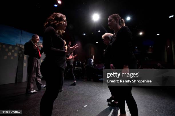 Members of The Tapitalists rehearse "Tap-water" on stage at Fremont Centre Theatre on November 07, 2019 in Pasadena, California.