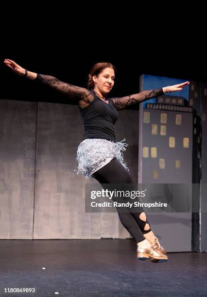 Member of The Tapitalists rehearse "Tap-water" on stage at Fremont Centre Theatre on November 07, 2019 in Pasadena, California.