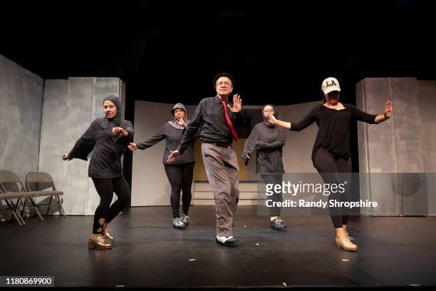 Members of The Tapitalists rehearse "Tap-water" on stage at Fremont Centre Theatre on November 07, 2019 in Pasadena, California.