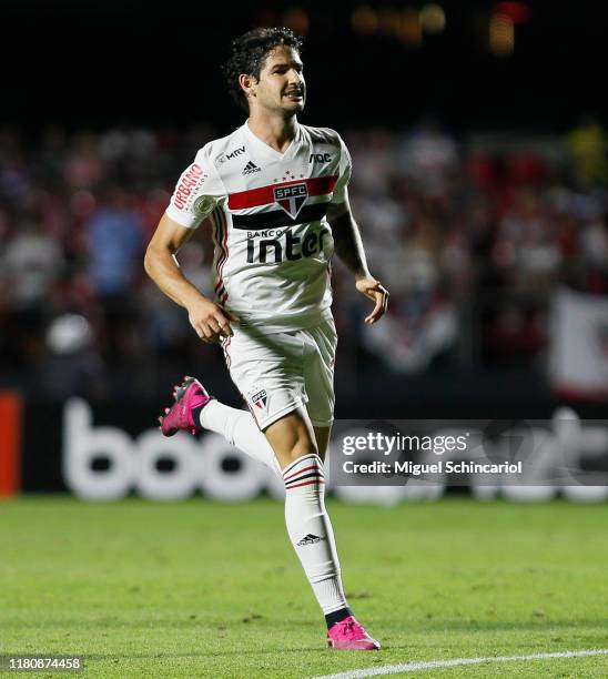 Alexandre Pato of Sao Paulo runs during a match between Sao Paulo and Corinthians for the Brasileirao Series A 2019 at Morumbi Stadium on October 13,...