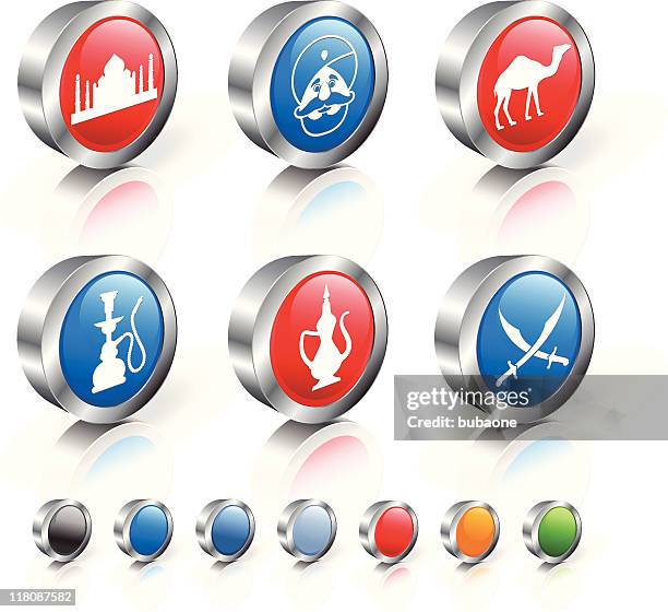 arabia 3d royalty free vector icon set - ceramic bong stock illustrations