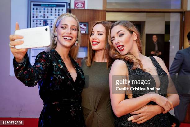 Actresses Alejandra Onieva, Ivana Baquero and Natalia Rodriguez attend "Alta Mar" second season preview by Netflix at Noia Festival, at the hometown...