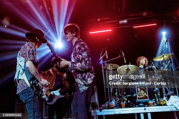 Jack Jones, Peter Doherty and Rafa of Peter Doherty & the The Puta Madres perform at Magazzini Generali on October 13, 2019 in Milan, Italy.