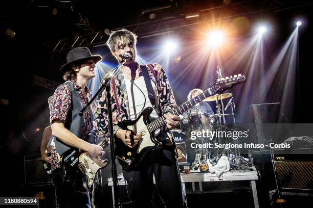 Jack Jones and Peter Doherty of Peter Doherty & the The Puta Madres perform at Magazzini Generali on October 13, 2019 in Milan, Italy.