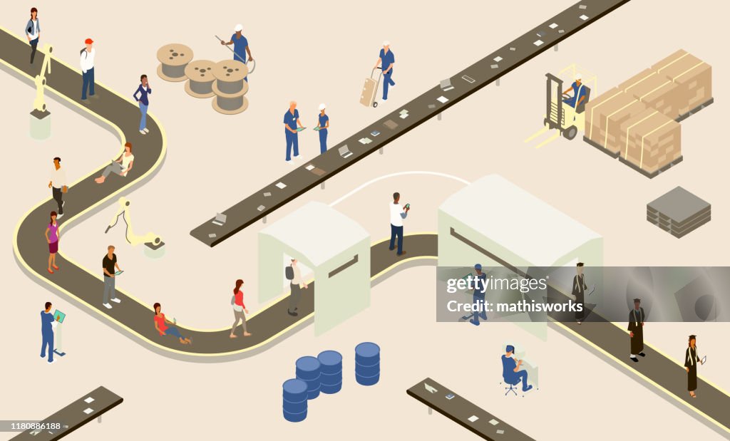 Student Assembly Line illustration