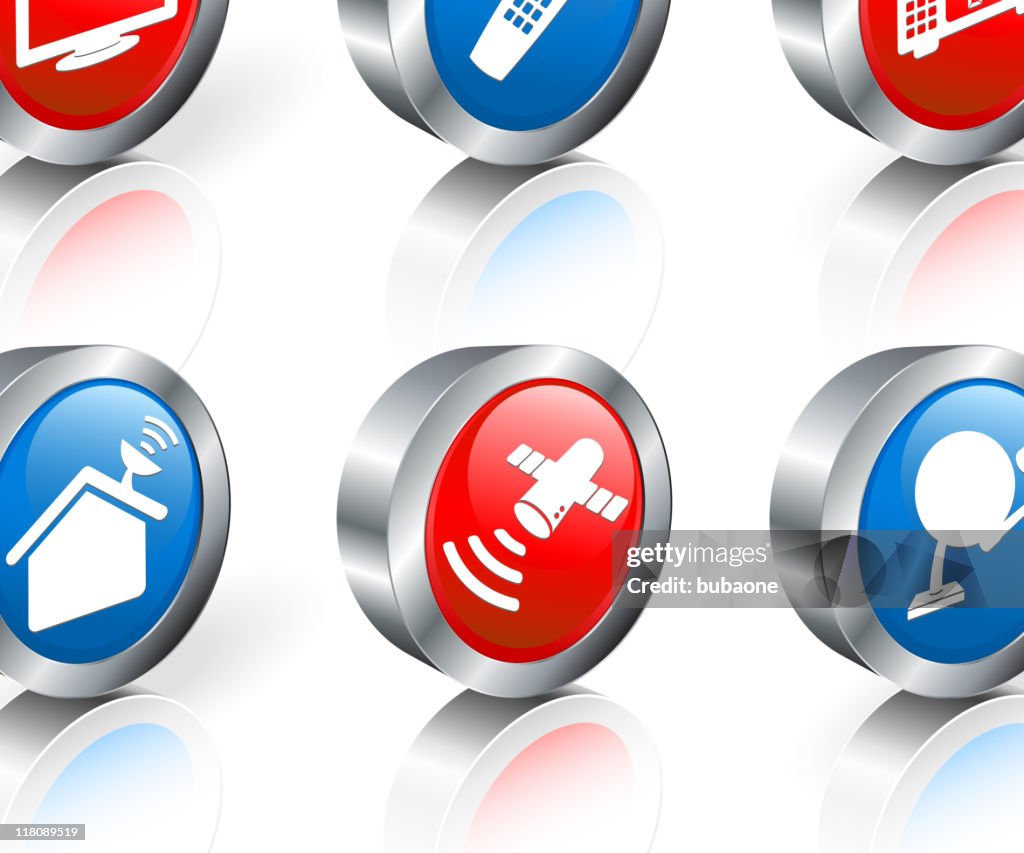 Digital cable satellite television 3D royalty free vector icon set
