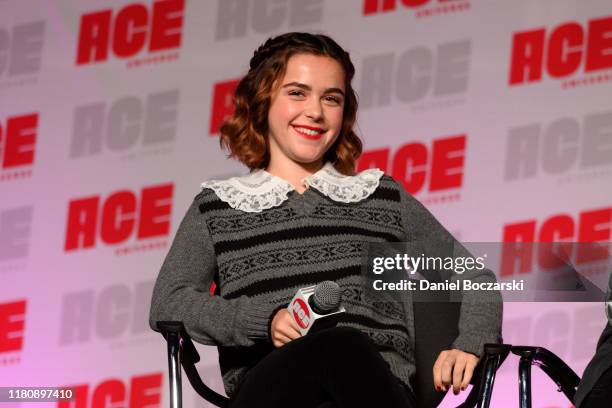 Kiernan Shipka speaks on stage during ACE Comic Con Midwest at Donald E. Stephens Convention Center on October 13, 2019 in Rosemont, Illinois.