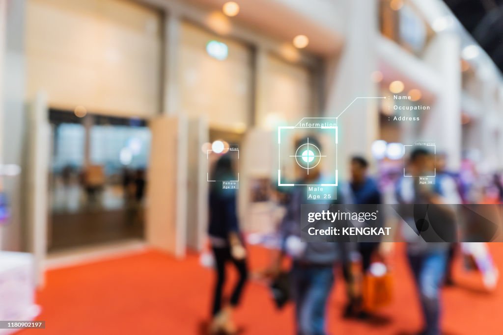 AI (artificial intelligence) and face recognition concept