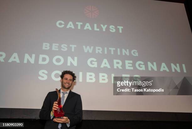 Brandon Garegnani of “Scribblers” wins Best Writing at the Catalyst Content Awards Gala on October 13, 2019 in Duluth, Minnesota.