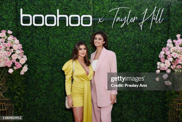 Kalani Hilliker and Taylor Hill attend boohoo x Taylor Hill Tea Party at The Beverly Hills Hotel on October 13, 2019 in Beverly Hills, California.