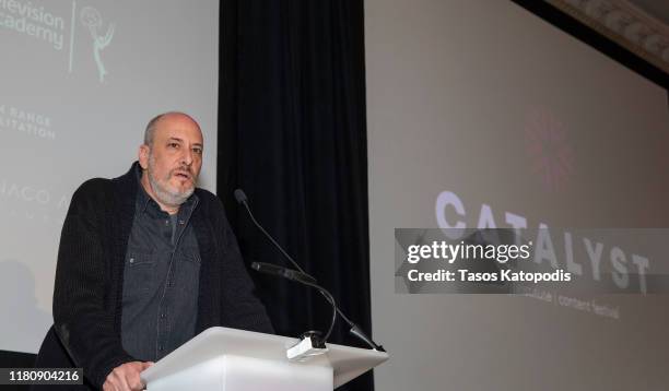 Adam Bold speaks at the Catalyst Content Awards Gala on October 13, 2019 in Duluth, Minnesota.