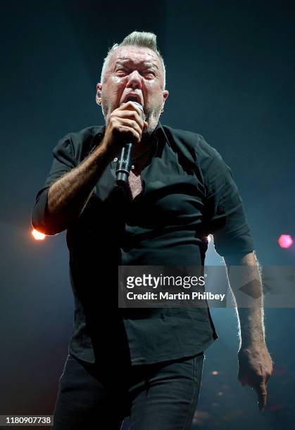 Jimmy Barnes performs on stage at Rod Laver Arena on October 12, 2019 in Melbourne, Australia.