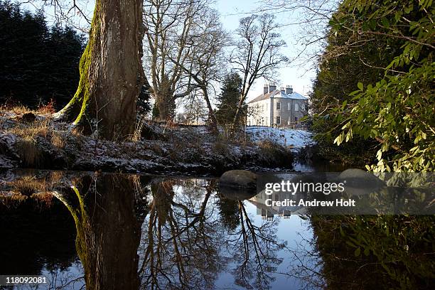 ballynscreen glebe refleting in altgowan river - ireland winter stock pictures, royalty-free photos & images