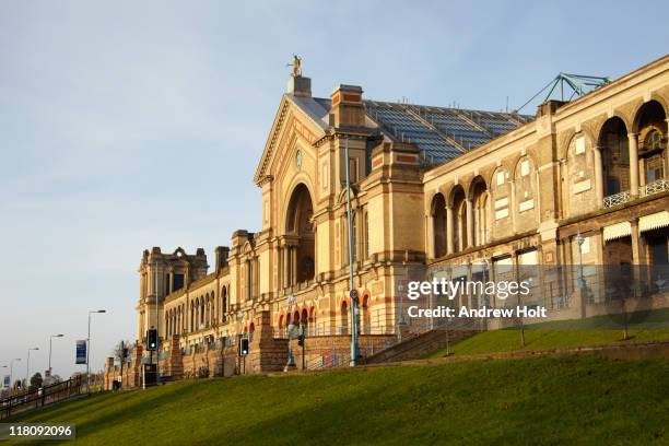 alexandra palace front in winter sun - palace stock pictures, royalty-free photos & images