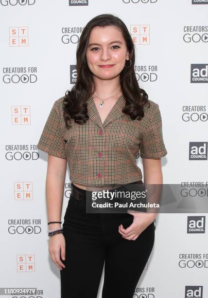 Actress Dalila Bela attends the Ad Council's Creators For Good Host She Can STEM Summit at NeueHouse Hollywood on October 11, 2019 in Los Angeles,...