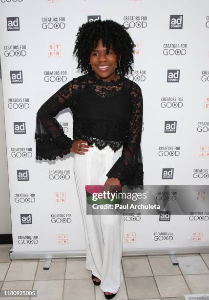 Actress Trinitee Stokes attends the Ad Council's Creators For Good Host She Can STEM Summit at NeueHouse Hollywood on October 11, 2019 in Los...