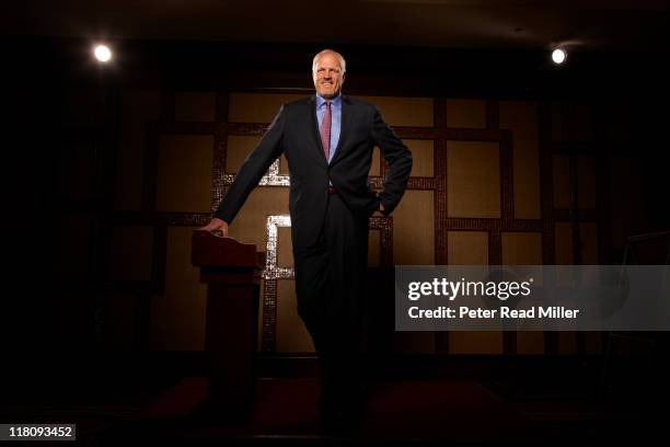 Where Are They Now: Portrait of 7-footer and former NBA player Mark Eaton during photo shoot at Embassy Suites Los Angeles. Eaton now travels the...