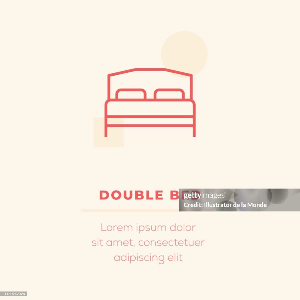 Double Bed Vector Icon, Stock Illustration