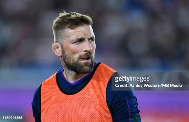 Scotland's John Barclay during the pre match warm up before the Rugby World Cup 2019 Group A game between Japan and Scotland at International Stadium...