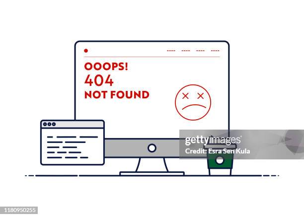 stockillustraties, clipart, cartoons en iconen met vector lijn illustratie concept voor 404 niet gevonden. bewerkbare lijn en pixel perfect. - 404 error