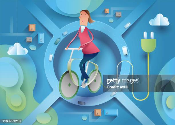 e-bike - electric bicycle stock illustrations