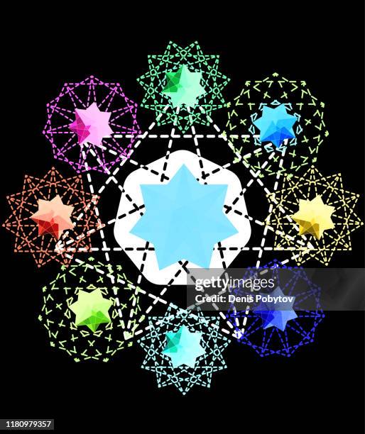esoteric multicolored crystals - mystical vector illustration. - quartz background stock illustrations