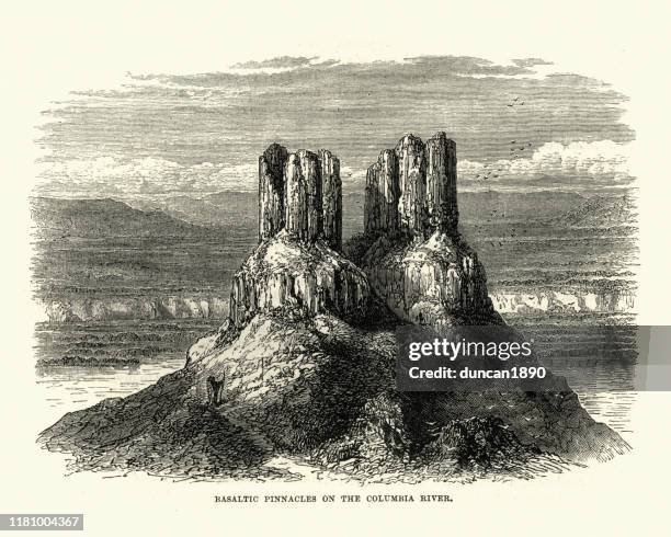 コロンビア川の玄武岩の頂点、アメリカ、19世紀 - basalt点のイラスト素材／クリップアート素材／マンガ素材／アイコン素材
